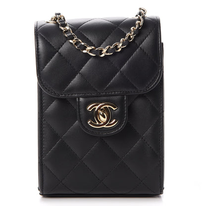 Chanel Lambskin Quilted Extra Mini Wallet On Chain WOC Black 1 of 9