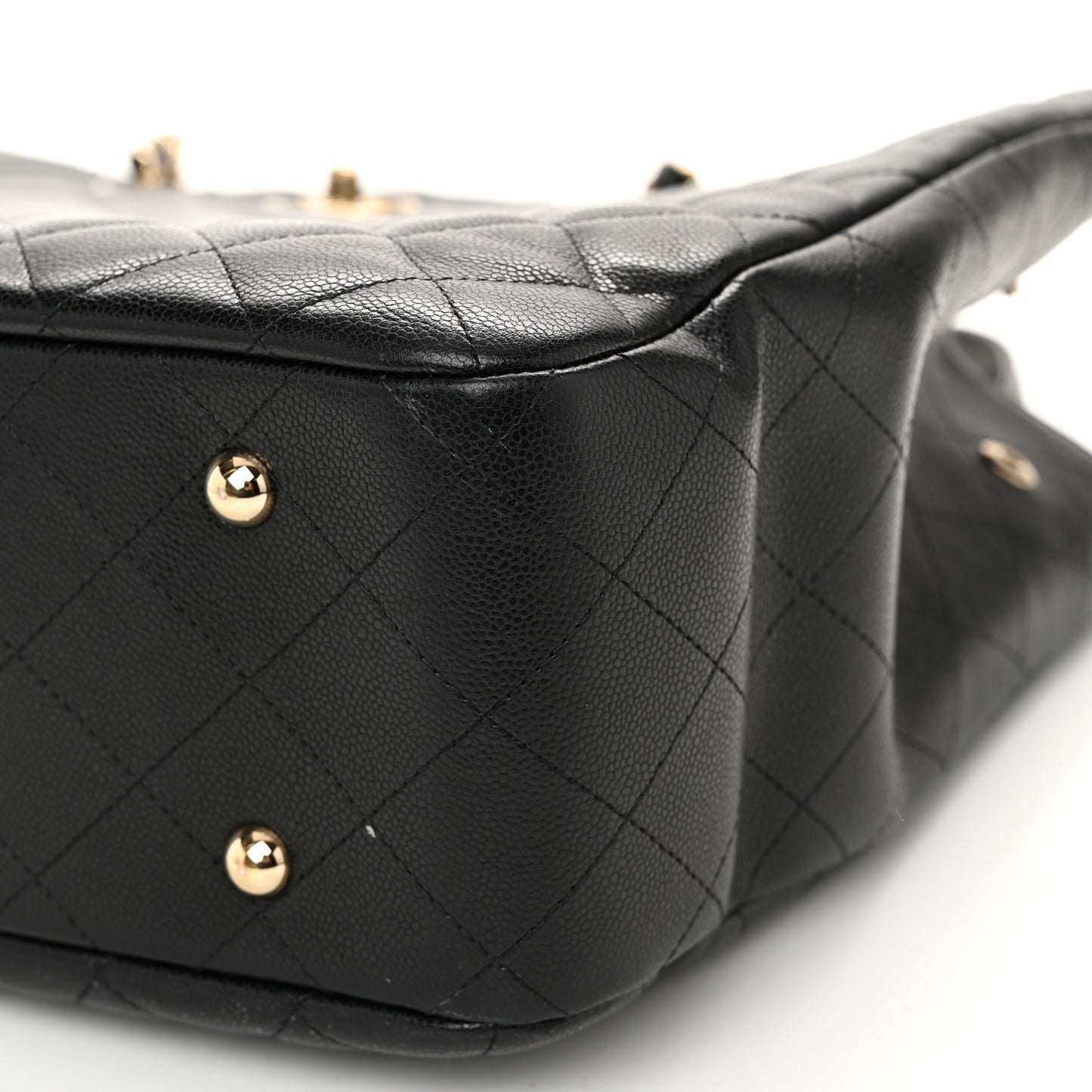 Caviar Quilted Large Classic Shopping Tote Black