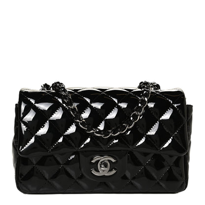 Chanel Patent Calfskin Quilted Mini Rectangular Flap Black 1 of 12