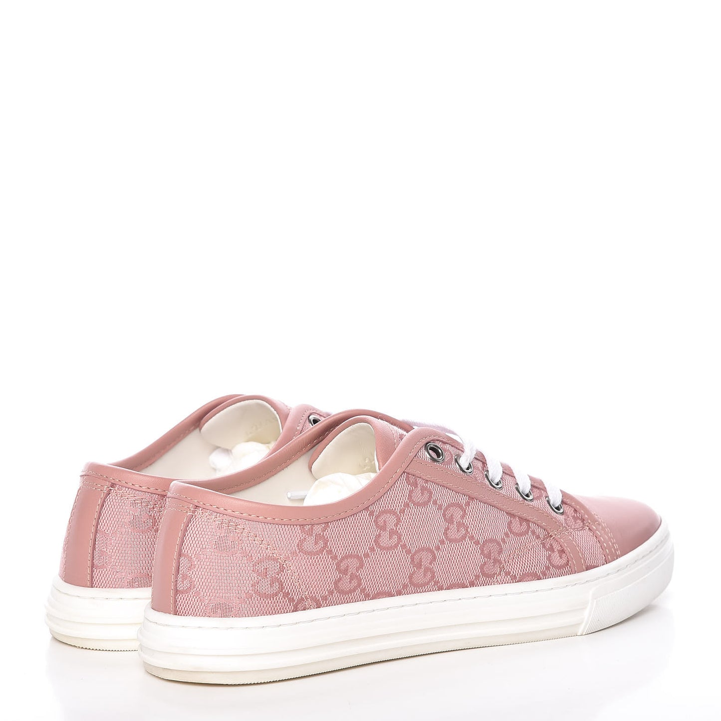 GG Monogram Calfskin Womens Low Top Sneakers 35 Pink Soft Pink
