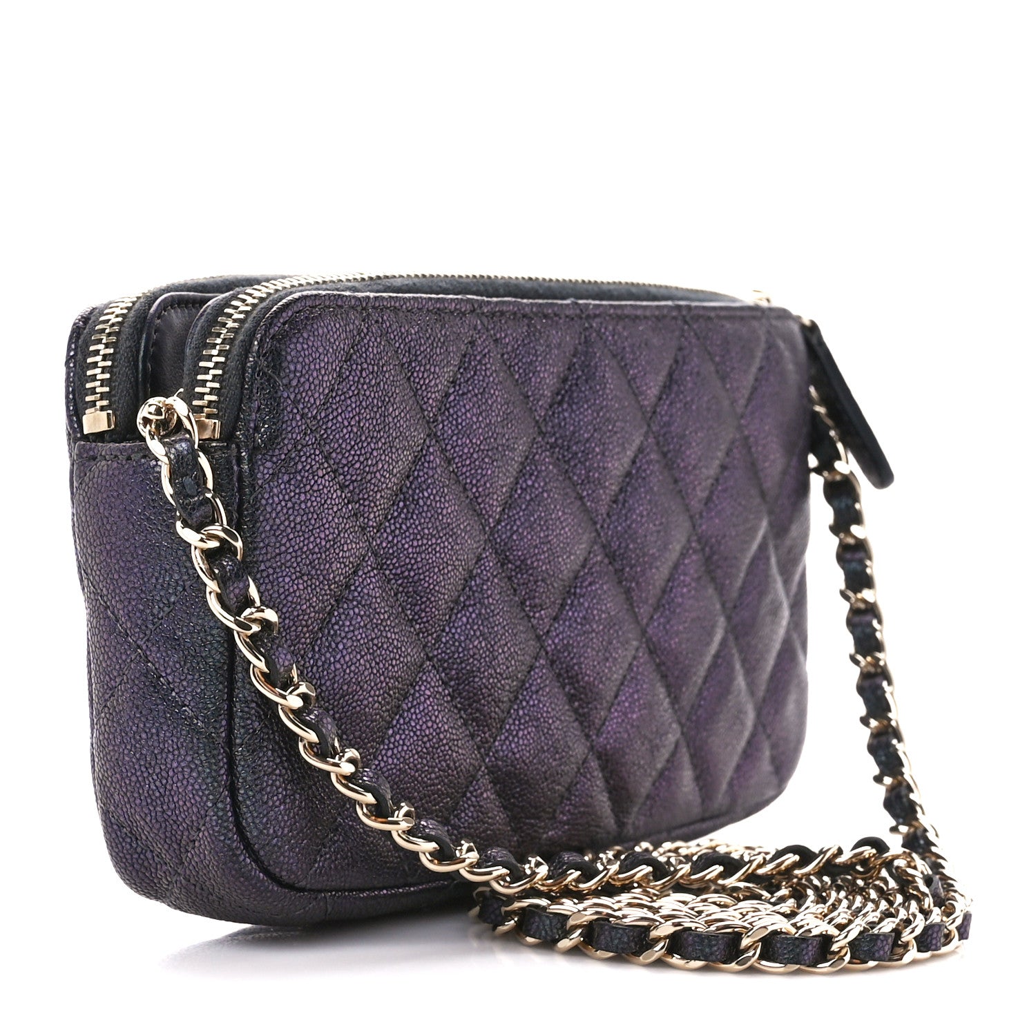 Chanel Iridescent Caviar Quilted Small Clutch With Chain Black 3 of 14