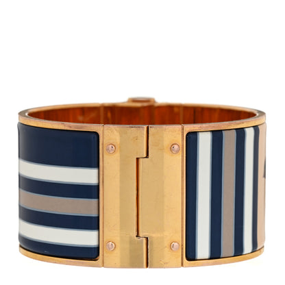 Hermes Enamel Printed Extra Wide Charniere Couvertures Nouvelles Hinged Bracelet M 3 of 5