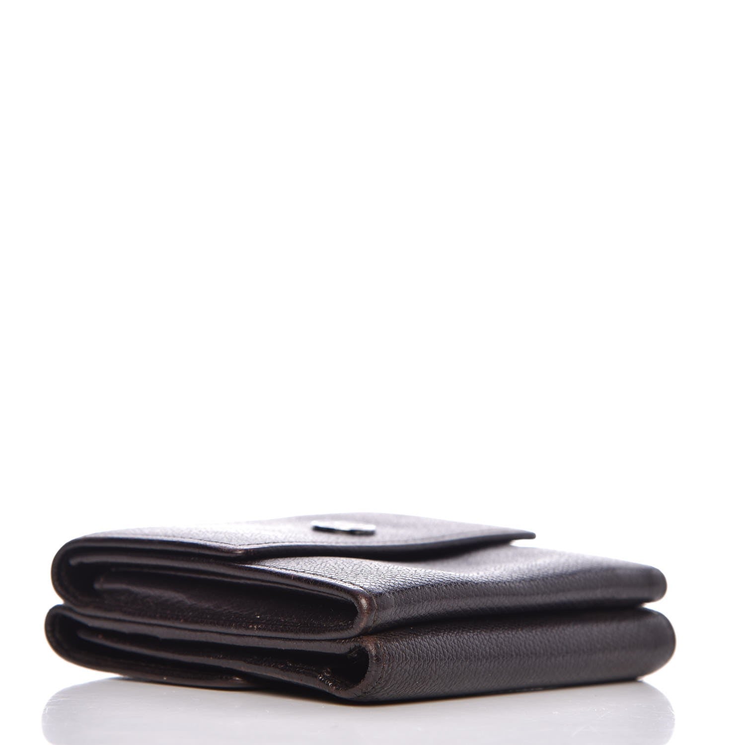 Chanel Grained Calfskin CC Button Compact Wallet Dark Brown 4 of 17