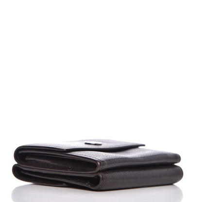 Chanel Grained Calfskin CC Button Compact Wallet Dark Brown 4 of 17
