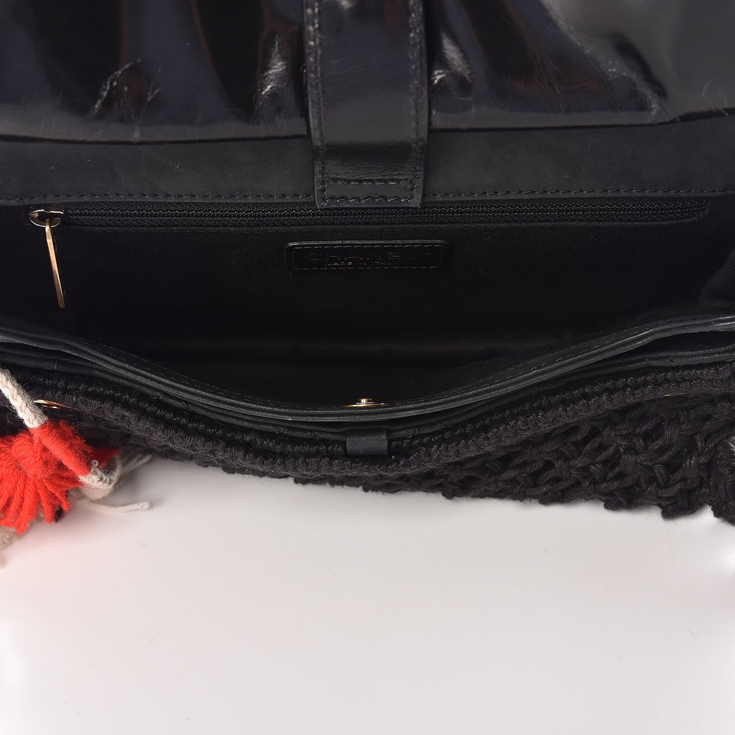 Chanel Crochet Iridescent Calfskin Quilted Fringe Messenger Black 5 of 7