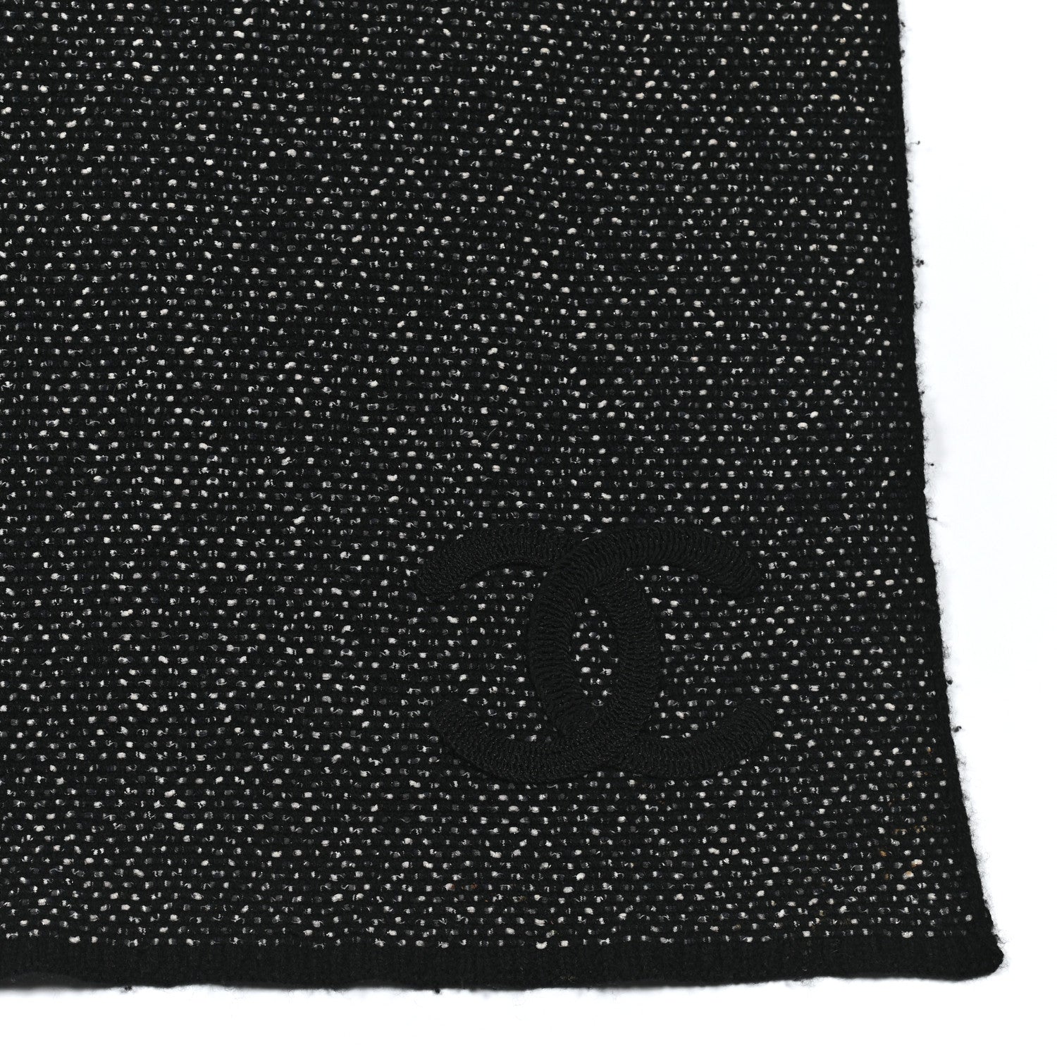 Chanel Cotton Cashmere CC Scarf Black 4 of 5