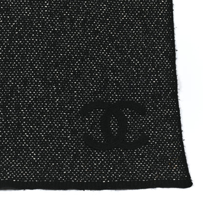 Chanel Cotton Cashmere CC Scarf Black 4 of 5