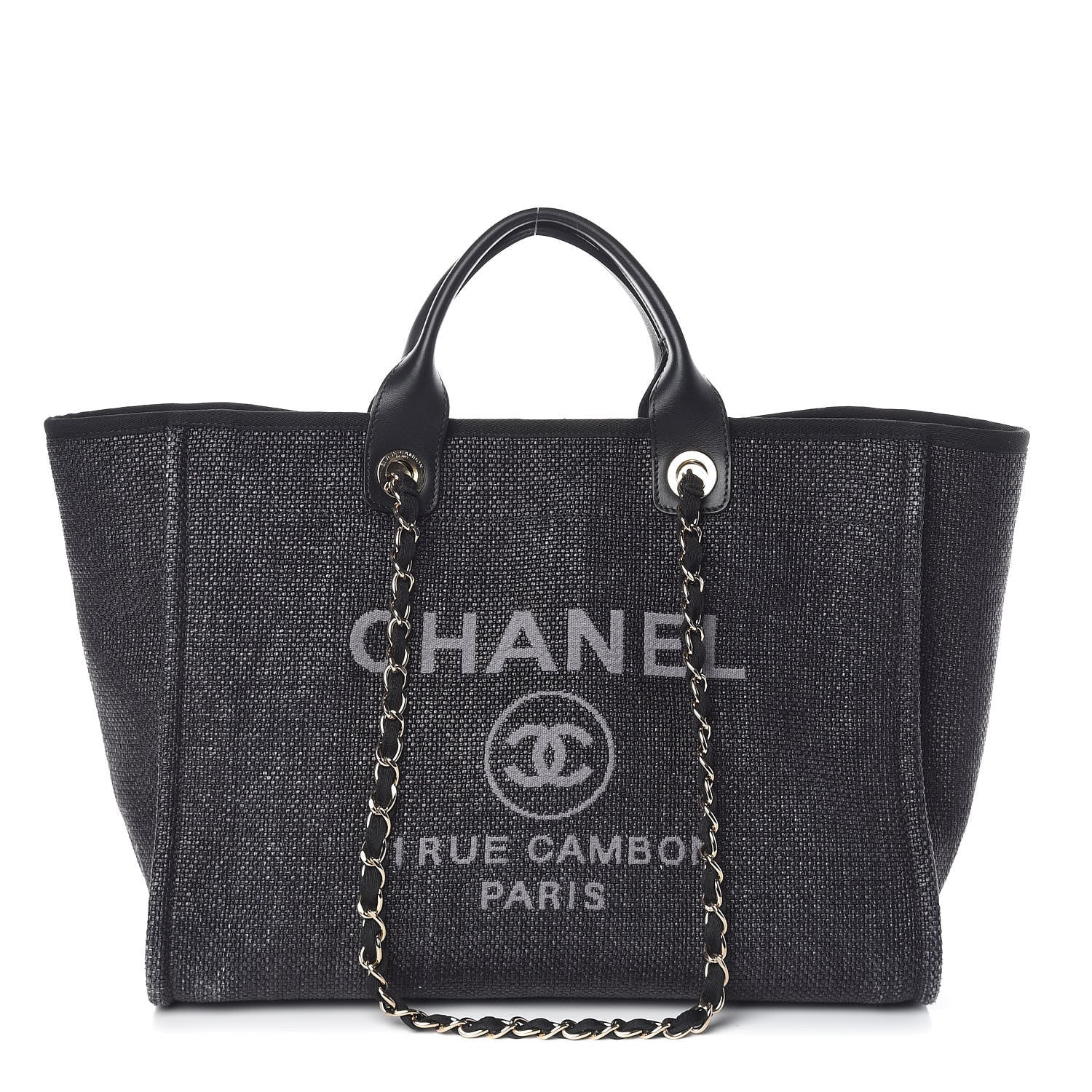 Chanel Woven Straw Raffia Large Deauville Tote Black 1 of 11