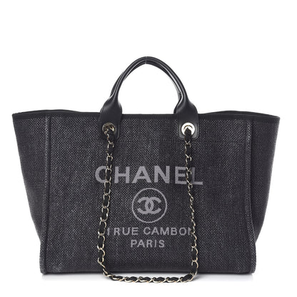 Chanel Woven Straw Raffia Large Deauville Tote Black 1 of 11