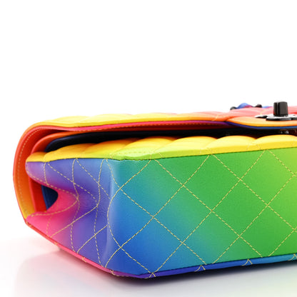 Chanel Calfskin Quilted Medium Rainbow Double Flap Multicolor 9 of 11