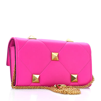 Valentino Garavani Nappa Roman Stud Wallet On Chain Pink PP 2 of 9