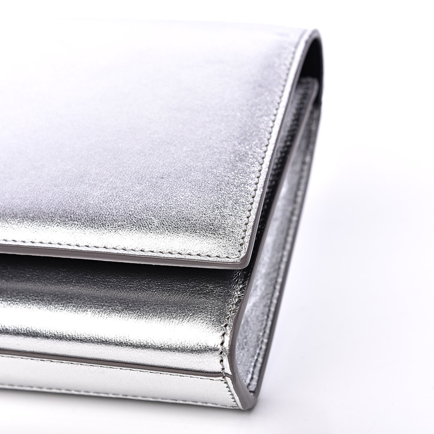Metallic Calfskin Classic Monogram Cassandre Clutch Argento