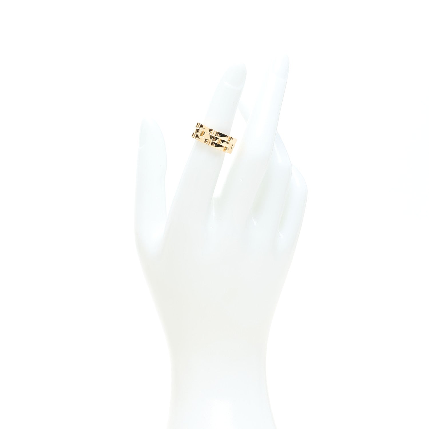 Cartier 18K Yellow Gold Maillon Panthere 3 Rows Ring 48 4.5 2 of 8