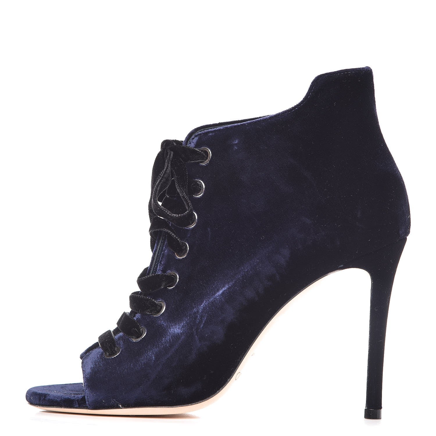 Jimmy Choo Velvet Lace Up Mavy Booties 37 Navy 1 of 10