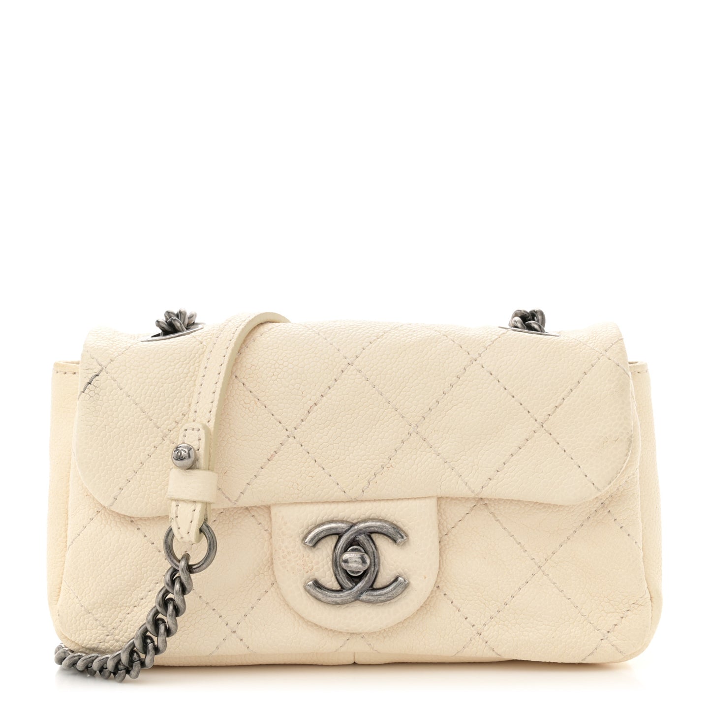 Caviar Quilted Mini Simply CC Flap White