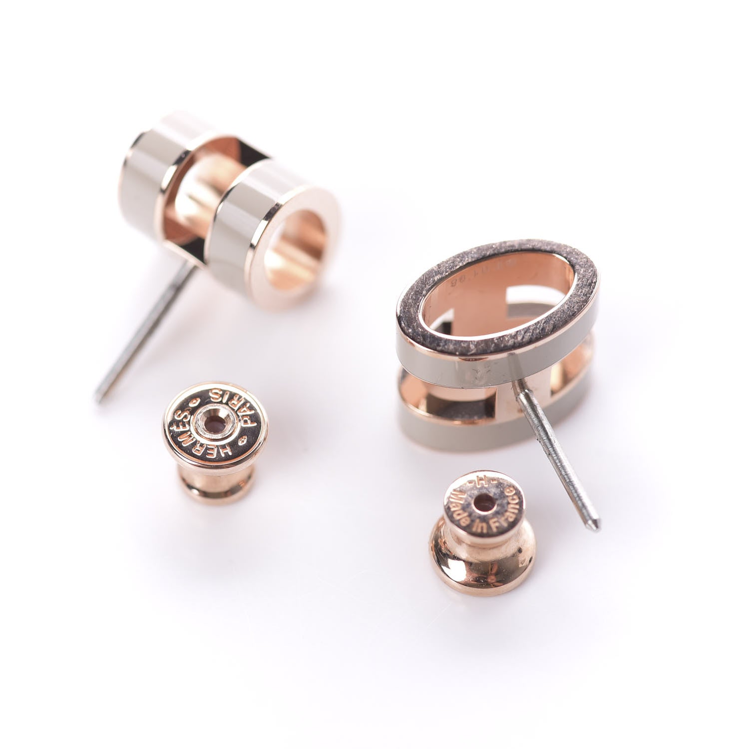 Hermes Rose Gold Lacquered Pop H Earrings Marron Glace 3 of 4