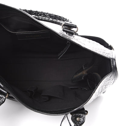 Balenciaga Calfskin Crocodile Embossed Classic Hardware City Black 4 of 9