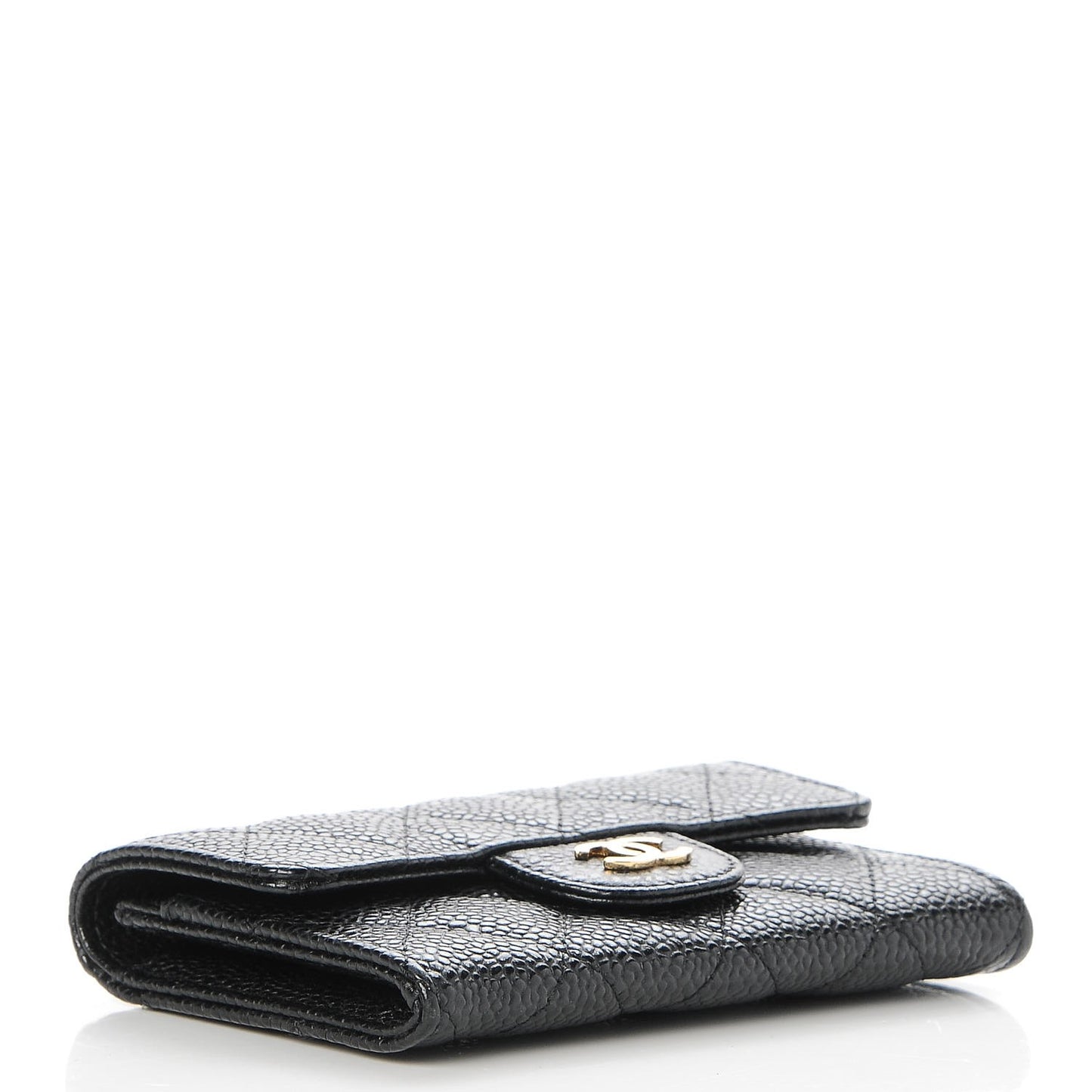 Caviar Quilted Flap Card Holder Black