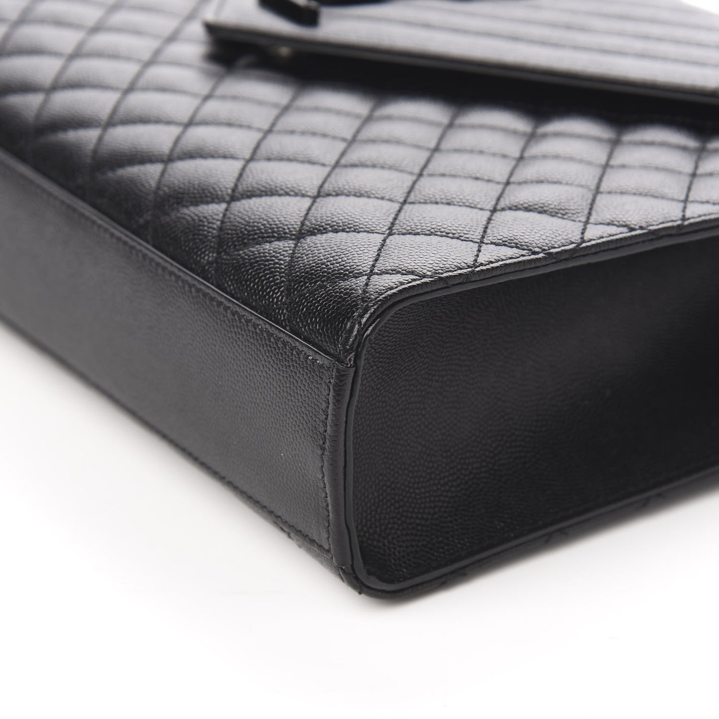 Grain De Poudre Textured Mixed Matelasse Large Triquilt Monogram Monochrome Satchel Black
