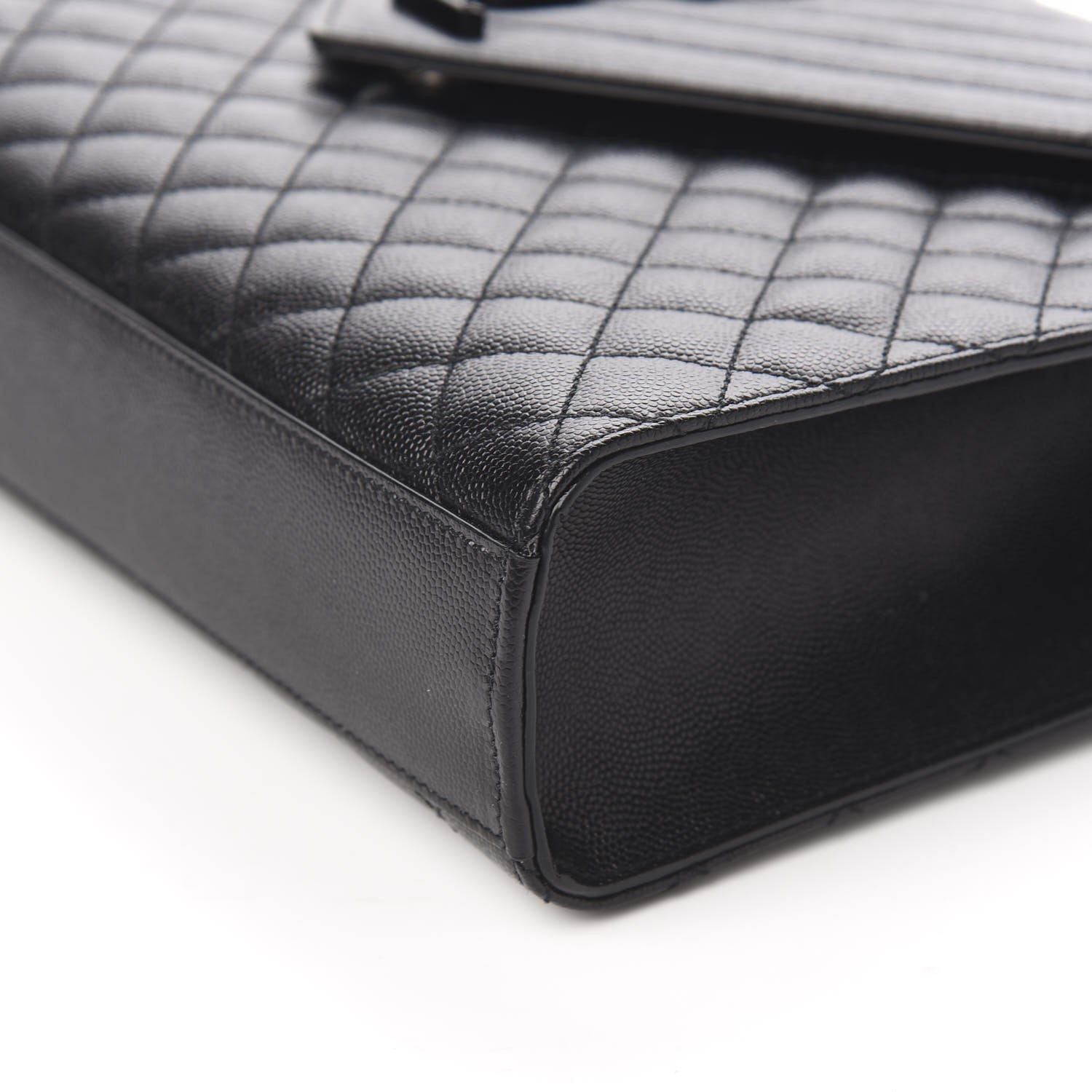 Saint Laurent Grain De Poudre Textured Mixed Matelasse Large Triquilt Monogram Monochrome Satchel Black 8 of 9