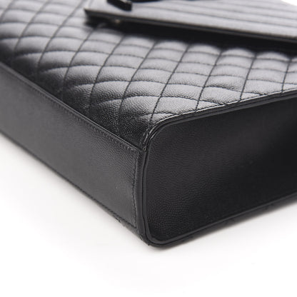 Saint Laurent Grain De Poudre Textured Mixed Matelasse Large Triquilt Monogram Monochrome Satchel Black 8 of 9