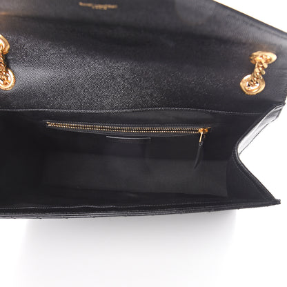 Saint Laurent Grain De Poudre Matelasse Chevron Large Monogram Satchel Black 4 of 7