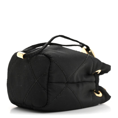 Prada Re-Nylon Quilted Metal Triangle Logo Mini Drawcord Pouch Shoulder Bag Black 11 of 16