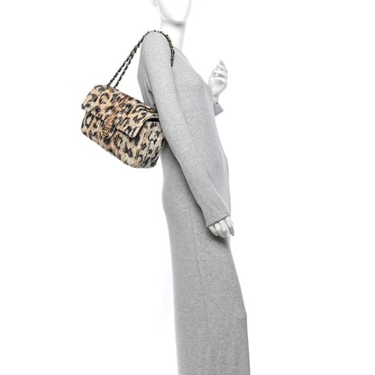 Chanel Tweed Mixed Fibers Leopard Print Small Souplissimo Maxi Flap Brown Black White 2 of 11
