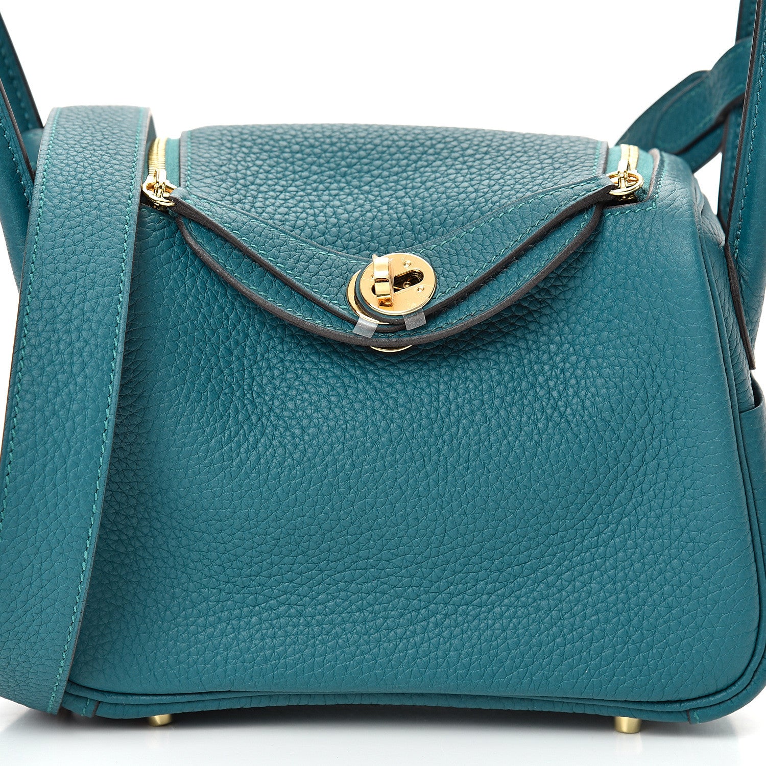 Hermes Taurillon Clemence Mini Lindy 20 Vert Bosphore 7 of 10