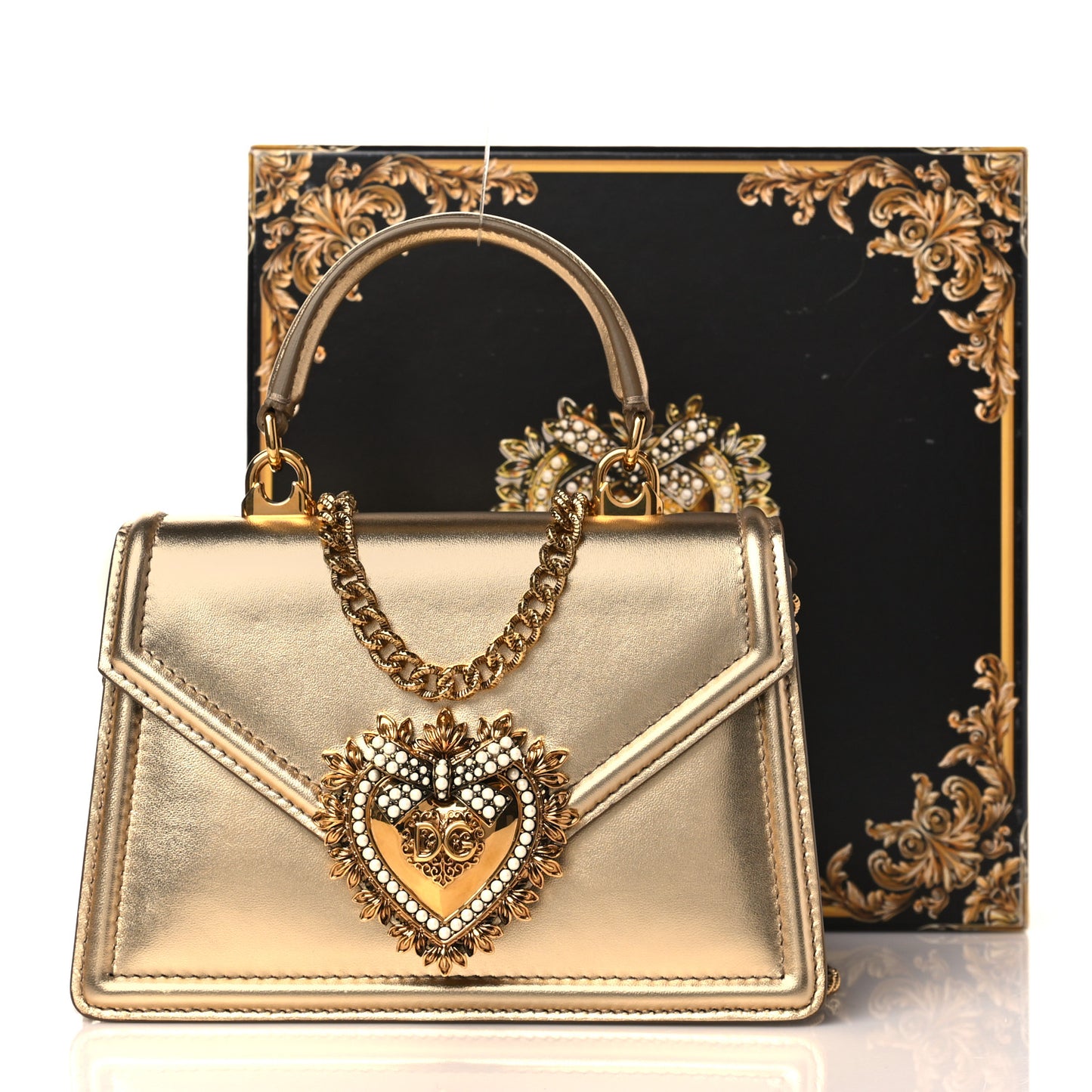 Smooth Calfskin Devotion Envelope Top Handle Bag Gold