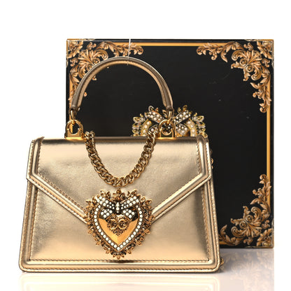 Dolce & Gabbana Smooth Calfskin Devotion Envelope Top Handle Bag Gold 9 of 9