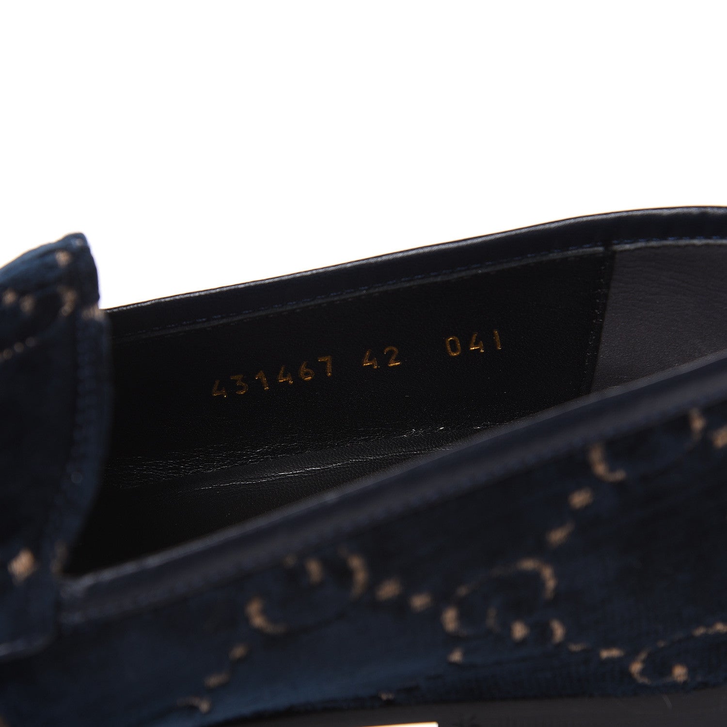 Gucci Velvet GG Monogram Horsebit Womens Jordaan Loafers 42 Blue Beige 8 of 9