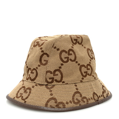 Gucci Monogram Jumbo GG Bucket Hat XL Camel Ebony New Acero 4 of 8