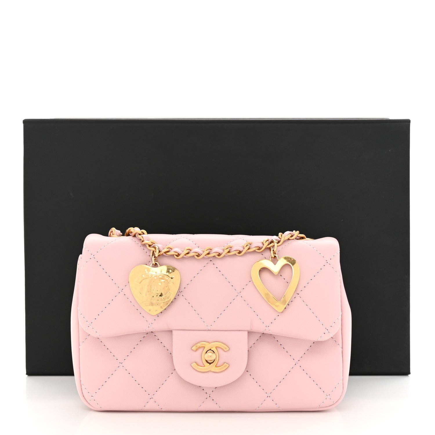 Chanel Lambskin Quilted Mini Heart Charms Flap Light Pink 11 of 11