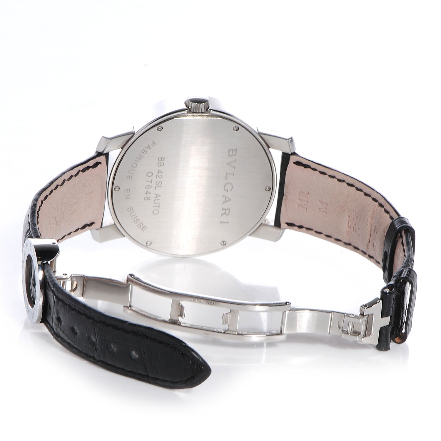 Bulgari BVLGARI Mens Stainless Steel Leather 41mm Solotempo Watch White 3 of 9