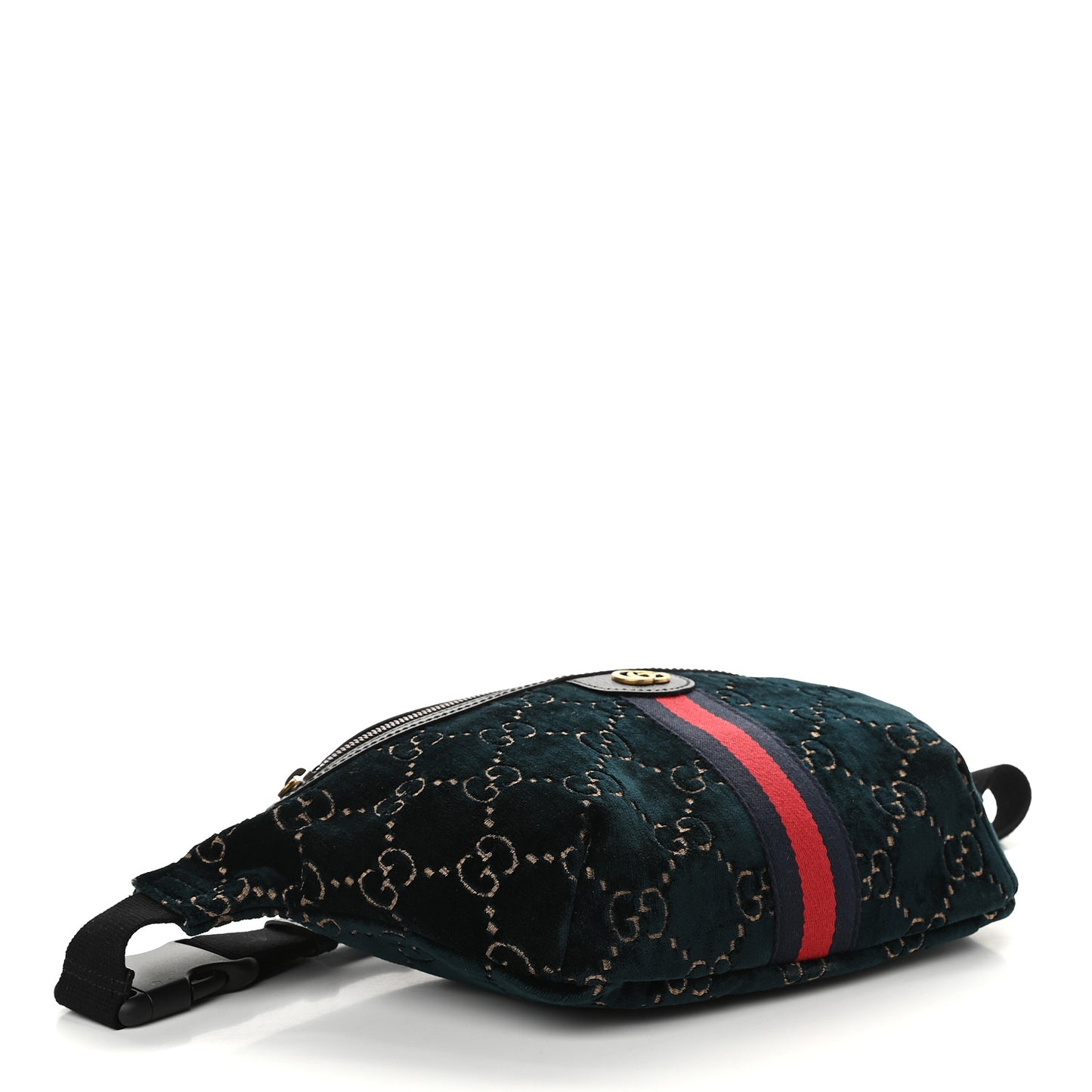 Velvet GG Monogram Web Belt Bag Blue Beige