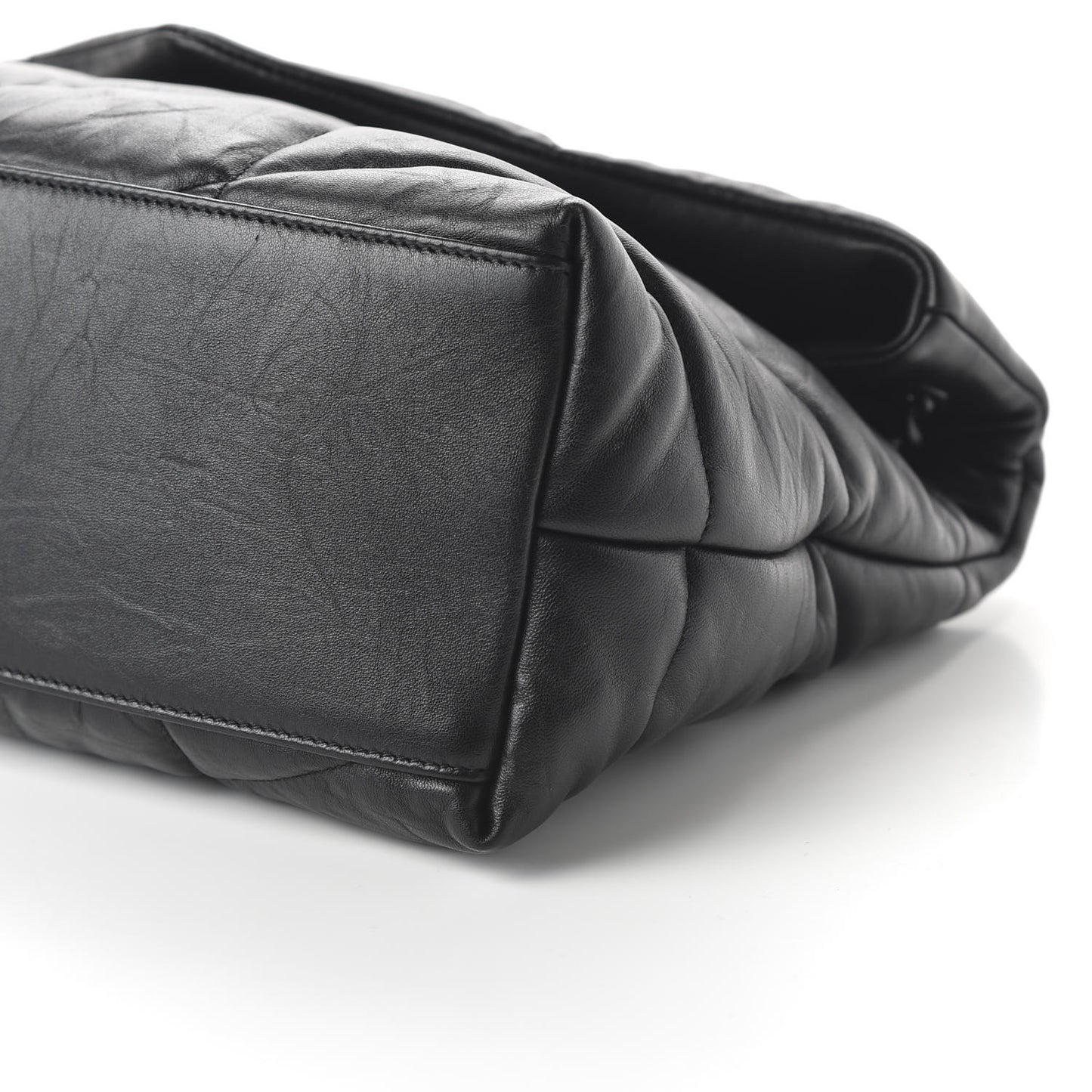 Lambskin Quilted Medium Loulou Puffer Monogram Chain Satchel Black