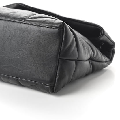 Saint Laurent Lambskin Quilted Medium Loulou Puffer Monogram Chain Satchel Black 7 of 9
