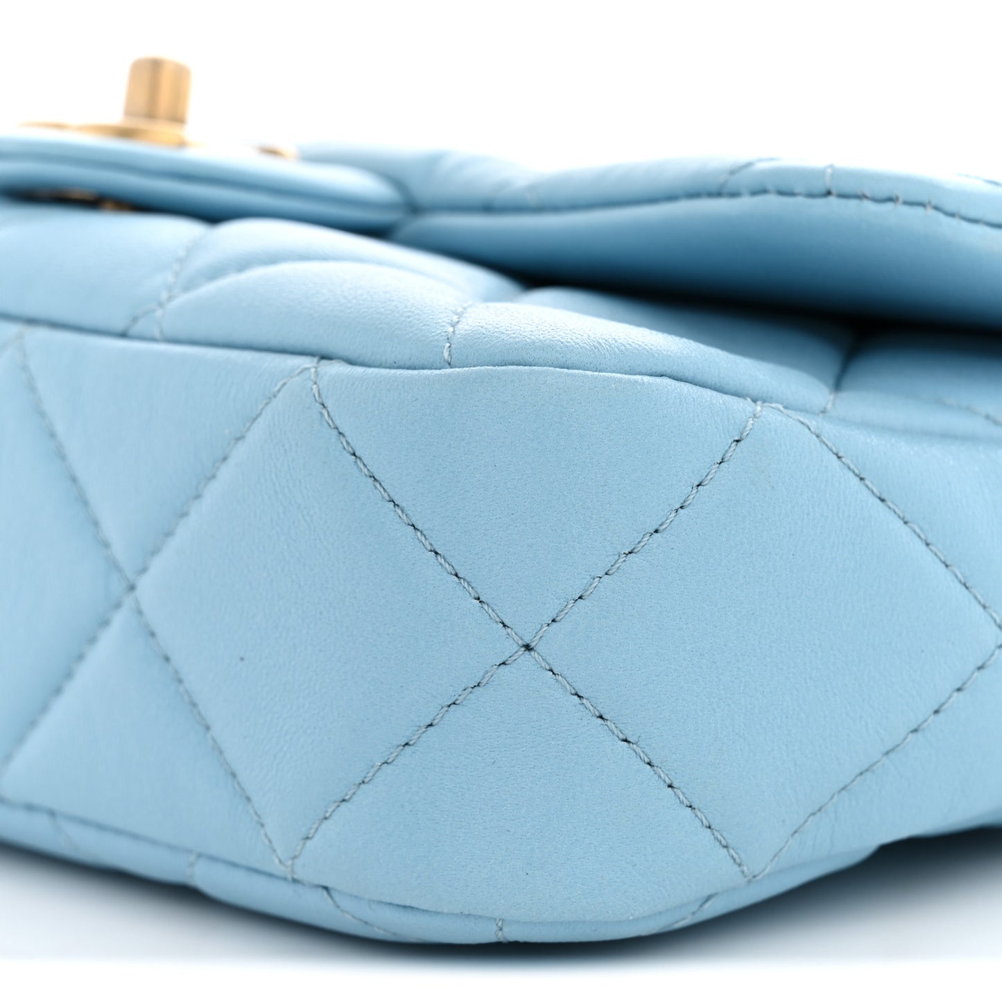 Lambskin Quilted CC Chain Flap Light Blue