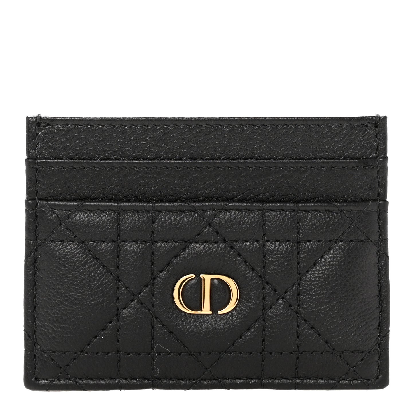 Supple Calfskin Cannage Caro Freesia Card Holder Black
