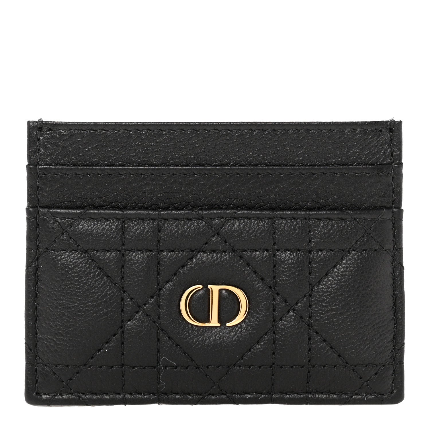 Christian Dior Supple Calfskin Cannage Caro Freesia Card Holder Black 1 of 8