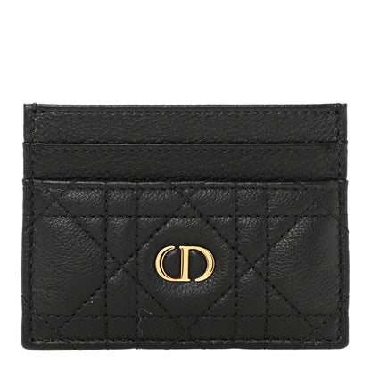 Christian Dior Supple Calfskin Cannage Caro Freesia Card Holder Black 1 of 8