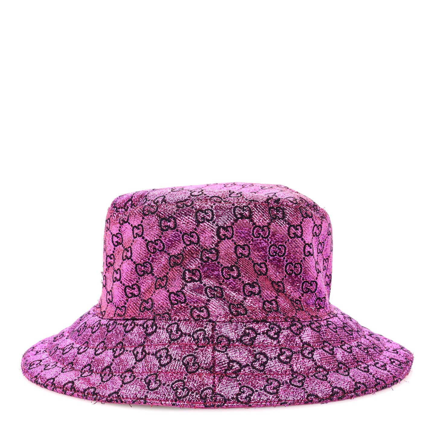 Canvas Lame GG Monogram Reversible Bucket Hat Fuxia Pink