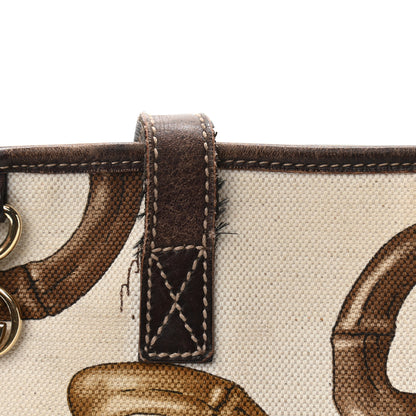 Gucci Canvas Bamboo Horsebit Print Tote White 14 of 15