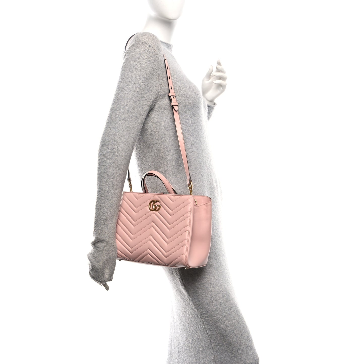 Calfskin Matelasse Small GG Marmont Tote Perfect Pink