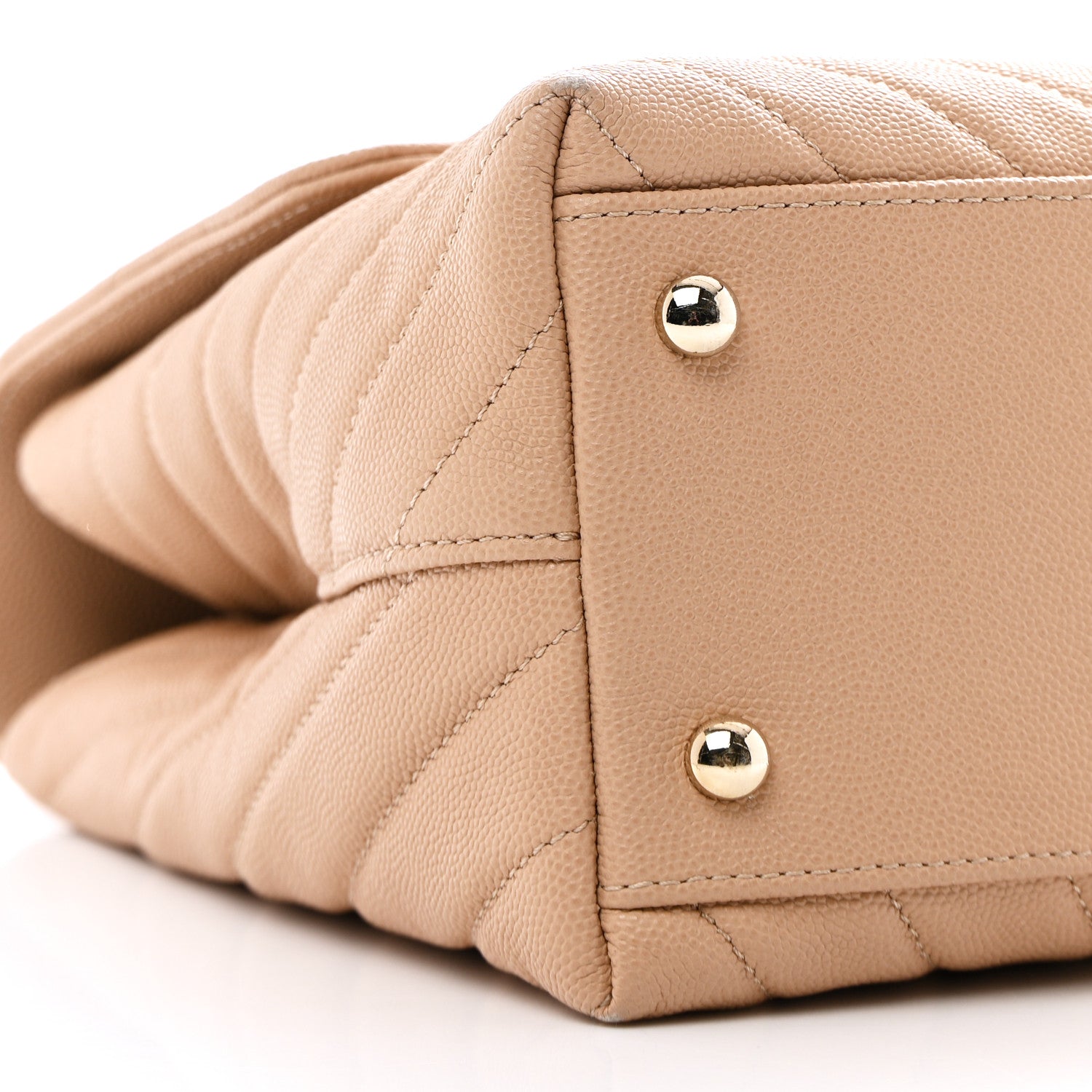 Chanel Caviar Chevron Quilted Medium Coco Handle Flap Beige 19 of 27