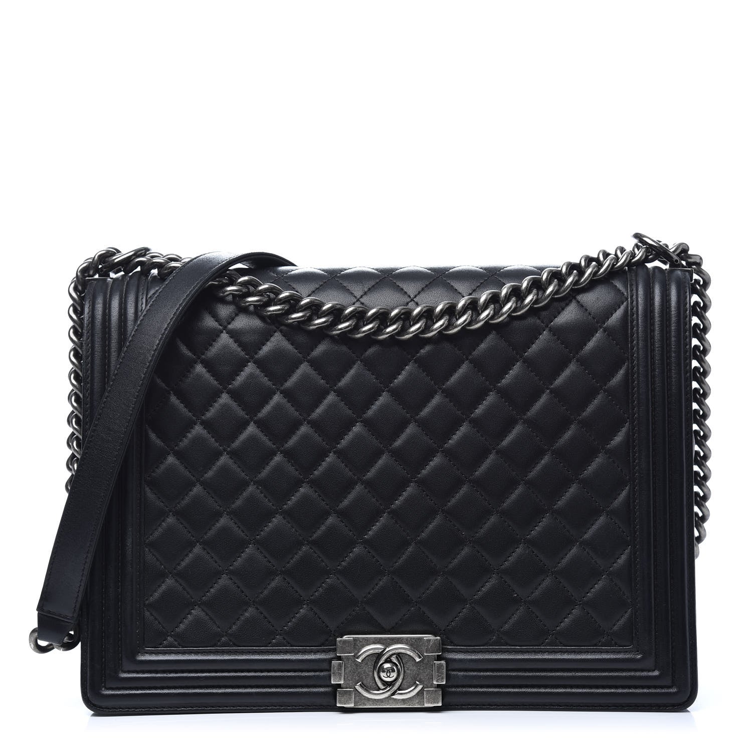 Chanel Lambskin Quilted Large Boy Flap Black 1 of 9