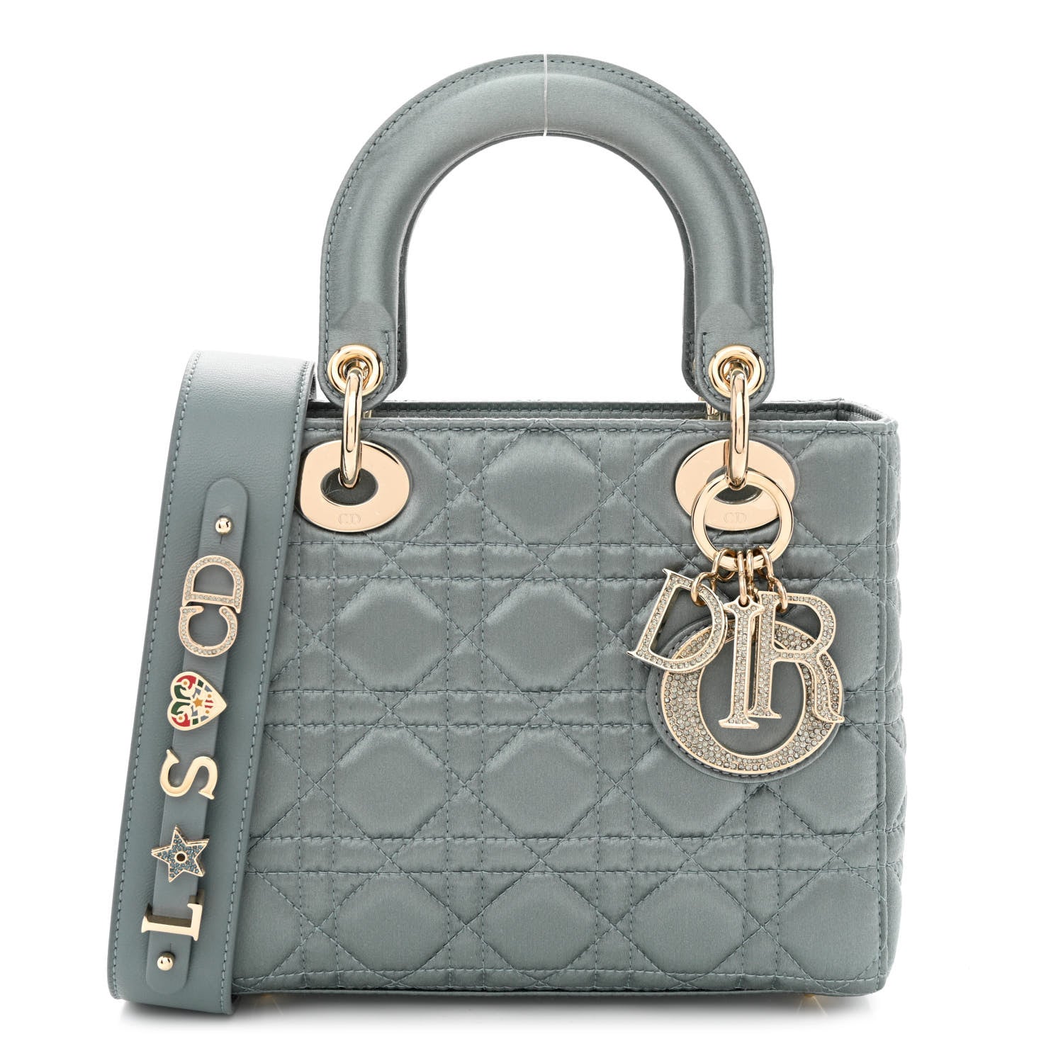 Christian Dior Satin Swarovski Crystal Cannage My ABC Lady Dior Grey 1 of 11