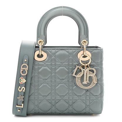 Christian Dior Satin Swarovski Crystal Cannage My ABC Lady Dior Grey 1 of 11