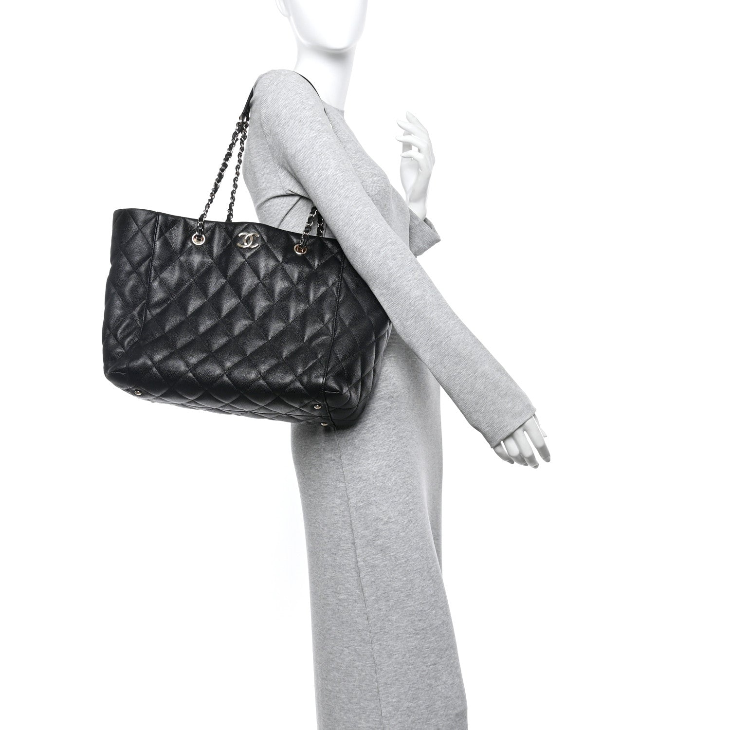 Chanel Caviar Quilted Large CC Shopping Tote Black 2 of 12